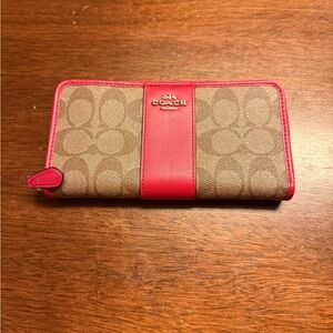 Coach Tan and Pink Signature Wallet